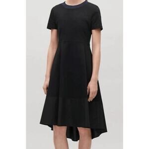 COS Paneled Black Jersey Dress Size EUR Small Fit & Flare Classic